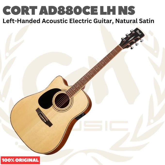 Sale Cort Ad880Ce-Lh-Ns Left-Handed Acoustic Electric Guitar, Natural Satin - Gitar Kidal Akustik El