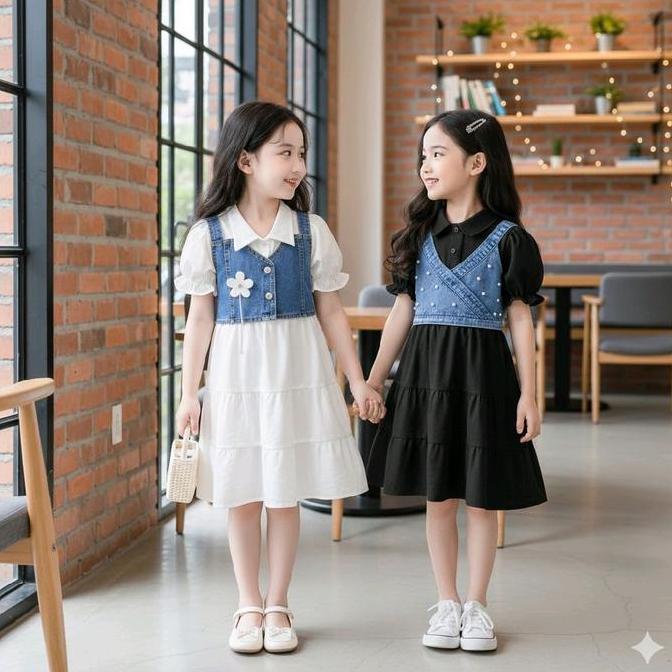 alif_pasword - arsyila kids dress syillaa anak perempuan usia 1-8 tahun rayon premium dengan rompi b