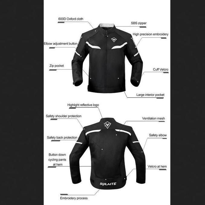 Sulaite Touring Motorcycle Jacket With Body Back Protectors Jaket Motor Premium dengan Pelindung Sik