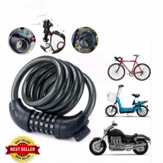 Gembok Kunci Pengaman Sepeda Motor Helm Pagar Kode Angka 5 Digit