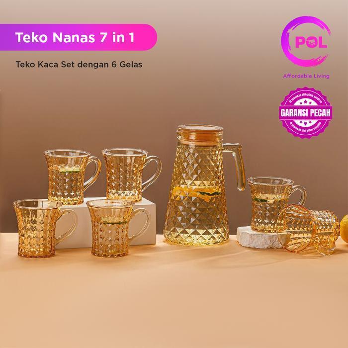 [EXCLUSIVE MAKSAN] POL Set Teko Air Kaca  Nanas 7 in 1 | Pitcher Glass Kettle 7 in 1 | Kettle Air Ka