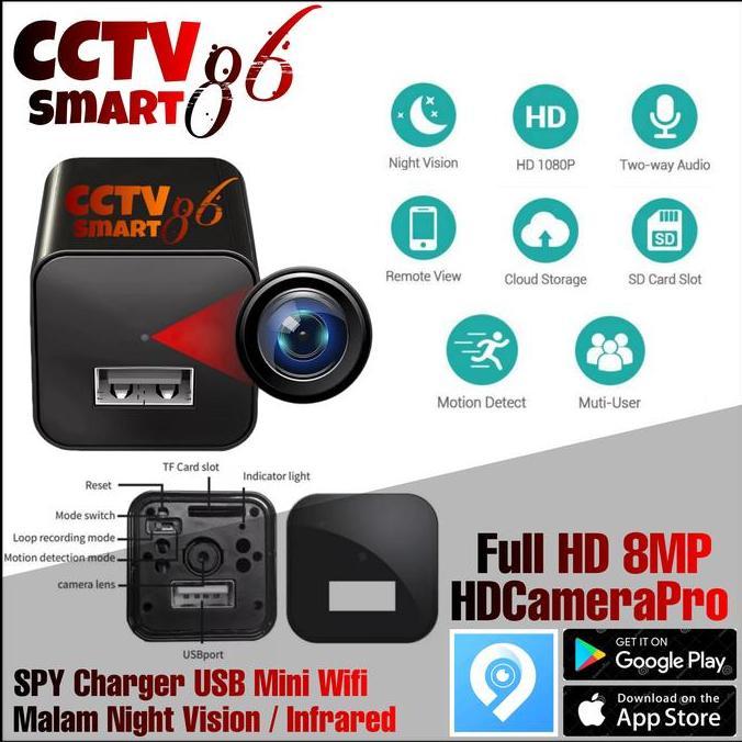 IP Camera CCTV Mini USB Wifi CCTV Wireless 8MP / 4KSpy Hidden Kamera Pengintai Tersembunyi Mini Adap