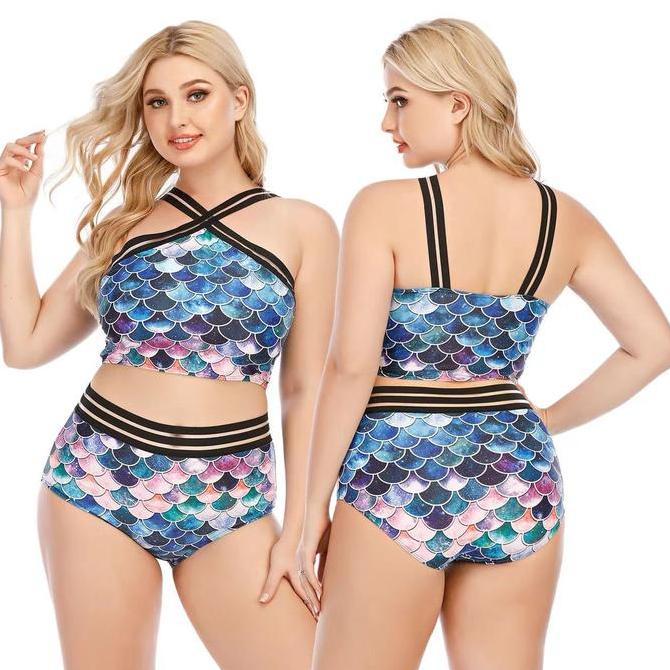 Bikini Import Wanita Motif Mermaid Scales Premium Jumbo Big Size
