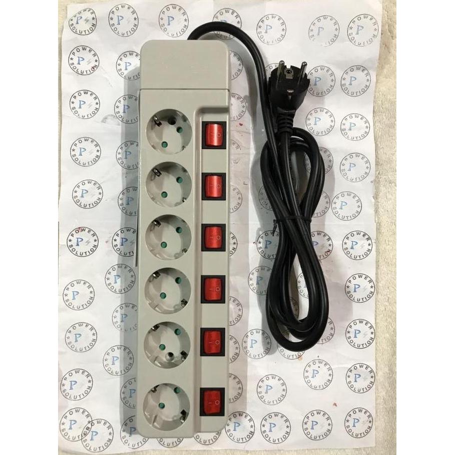 Stop kontak 6 soket + switch + Kabel 16A-250V 3M