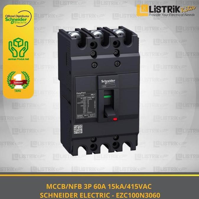 MCCB 3P/3T 60A EZC100N 15kA SCHNEIDER ELECTRIC - EZC100N3060
