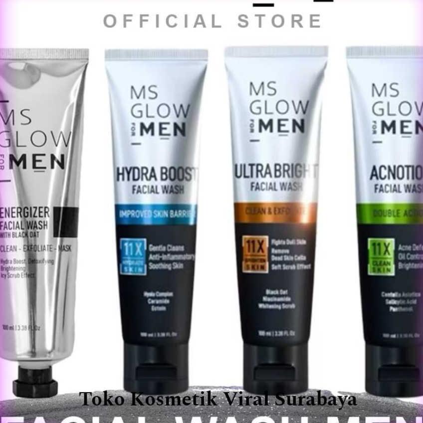 Facial Wash Ms Glow Men / Ms Glow For Men / Sabun Muka Pria Kosmetik Pria / Prawatan Wajah Pria
