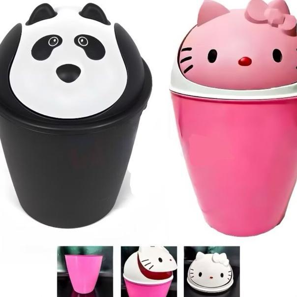 Tempat Sampah Karakter 10 Liter Tong Sampah Plastik Jumbo Hello Kitty & Panda Lucu Dan Unik