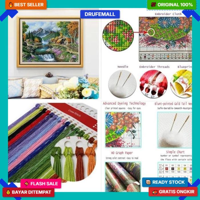 Set Lengkap Cross Stitch 11Ct 14Ct / Kristik Paket Lengkap, Kristik Modern Paket Lengkap Kristik Uku