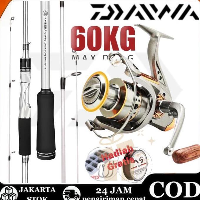 DAIWA Joran Pancing Set Kombo Reel Spinning Rod Joran Pancing 1 Set Reel Spinning BC Surf Reel Jiggi
