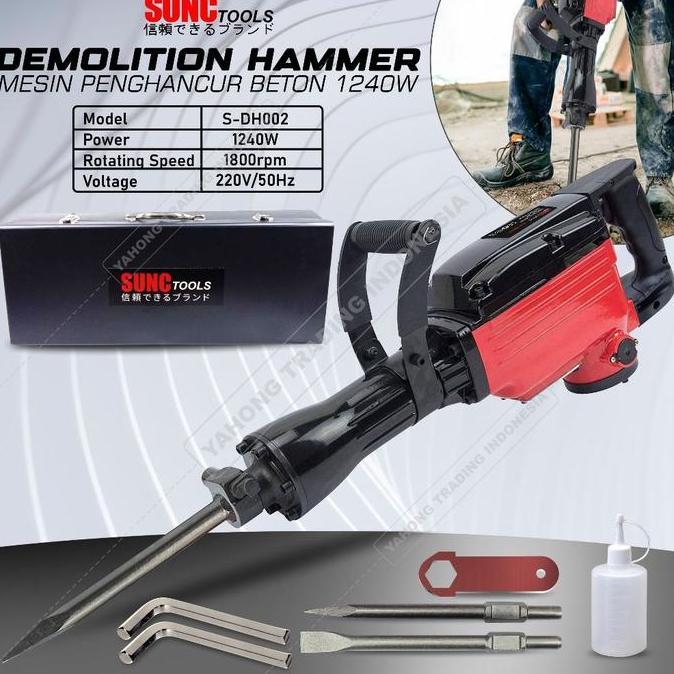 Mesin Bobok Jack Hammer Drill Demolition Hammer 1240W SUNC TOOLS