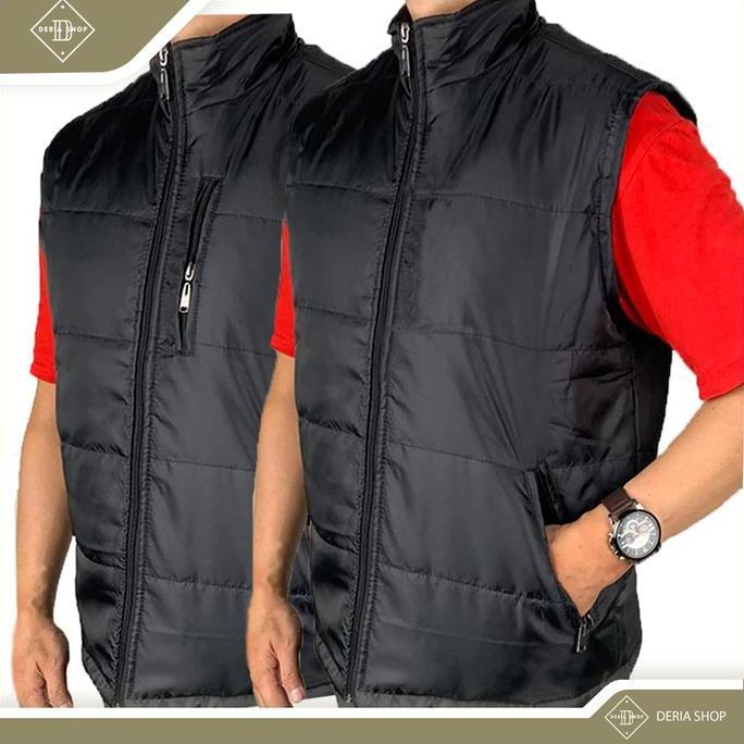 Rompi Gelembung Parasut Pria Polos Hitam Navy Dewasa Anak Vest Puffer Resleting Tebal Anti Angin Air