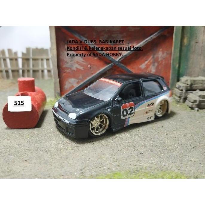 DIECAST JADA TOYS VDUBS 1/55 VOLKSWAGEN GOLF GTI HITAM PUTIH UNIT ONLY CADATOYS