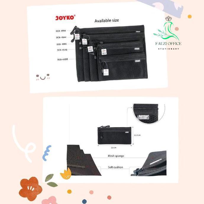 Joyko Dcb49 Cushion Padded Document File Bag Map Resleting Kain Busa B4 A4 B5 A5 Bill