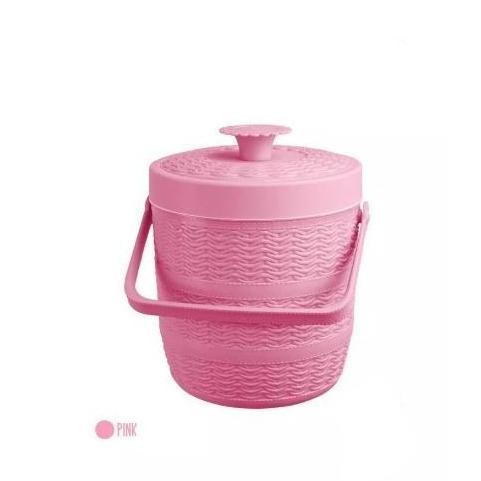 Termos Nasi Mini Rice Bucket Motif Rotan Plastik 6.5 Free Centong Termos Nasi Dan Es TD