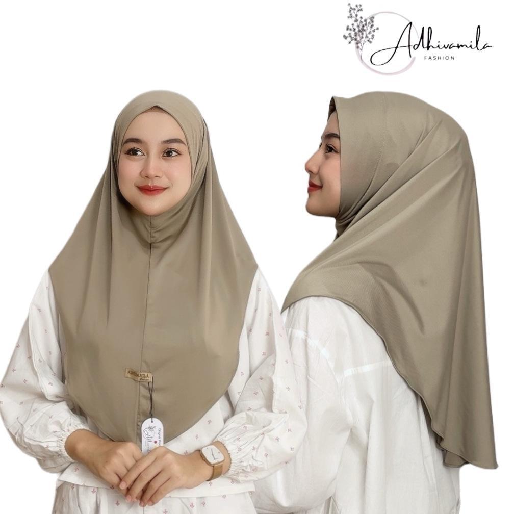 Jilbab Motif - Adhivamila - Jilbab Instan Malay Jersey Premium/ Bergo Instan Non Pet Pinguin Jersey