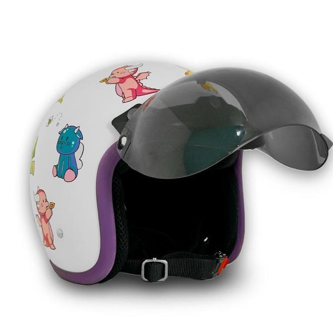 Marzano Helm Anak Retro Bogo Half F Kids Series Bambino White Glossy Size S-XL Berstandar SNI
