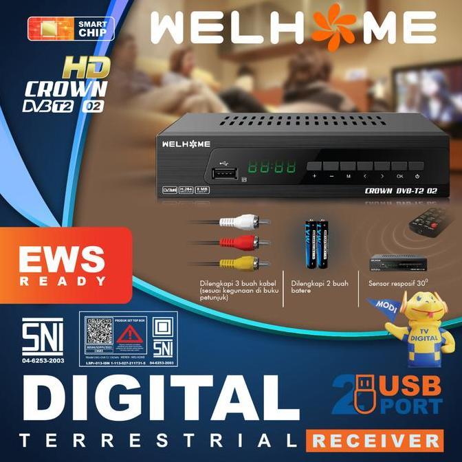 WELLHOME SET TOP BOX DVB T2 STB HD CROWN DIGITAL RECEIVER