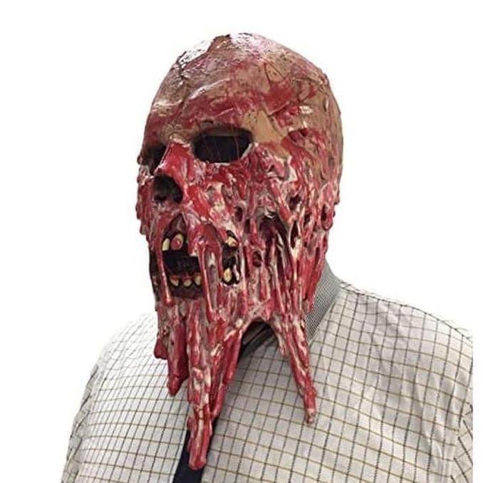 Topeng seram hantu zombie tengkorak daging meleleh latex halloween
