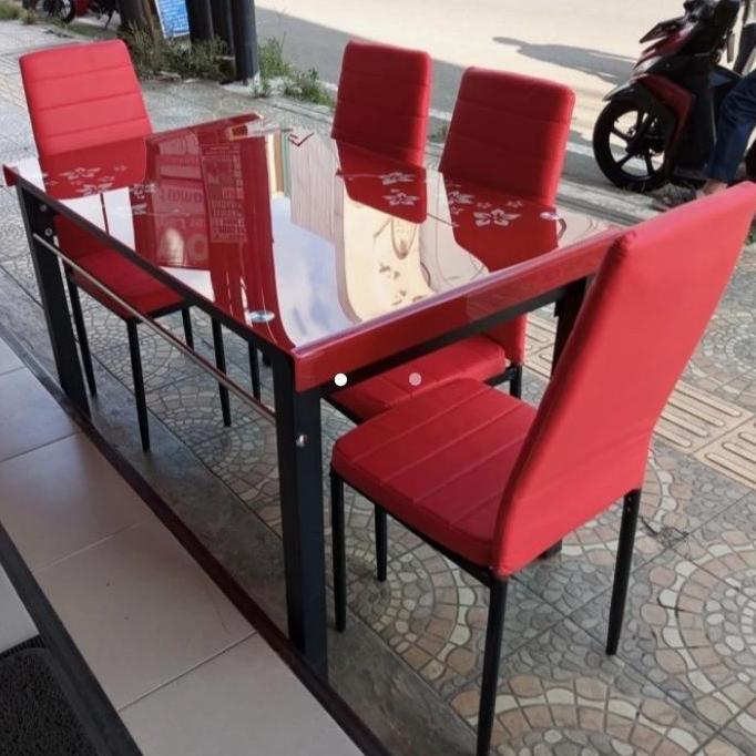 Terlaris Khusus Garut Saja Meja Makan Kaca Tempered 4 Kursi Modern Minimalist Berkualitas Furniture