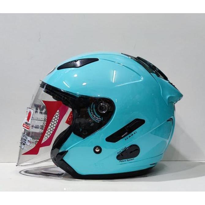 KYT FLAT R SOLID AQUA BLUE DOUBLE VISOR Helm Motorcycle