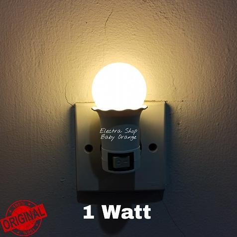 Lampu Tidur Led 1 Watt Warm White Fitting Colok Kuning Non Phili