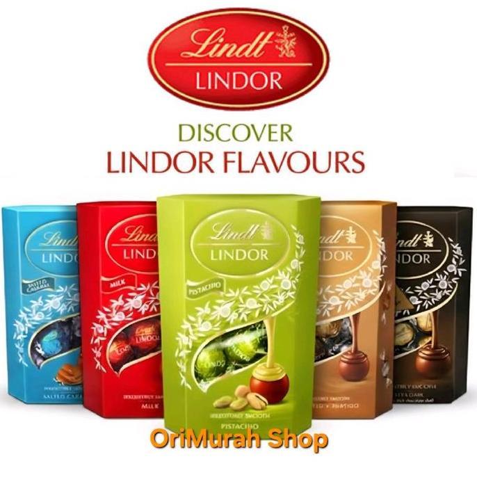 Coklat Lindt Lindor Chocolate Milk Assorted Pistachio Dark Cokelat Truffle Box Cornet Premium Swiss 