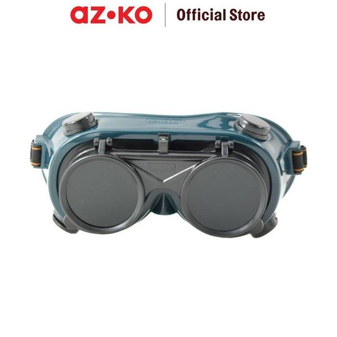 AZKO Krisbow Kacamata Pengaman Las Bulat Flip Up Kaca Las Kedok Las Pengaman Las Topeng Las Pelindun