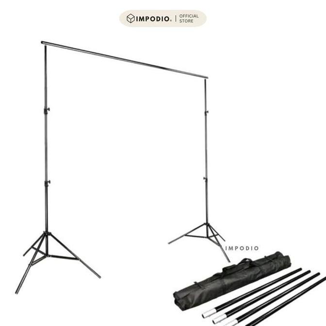IMPODIO Stand Backdrop Foto 2x3m / 3x3m Lipat Portable | Tripod Penyangga Background Studio Profesio