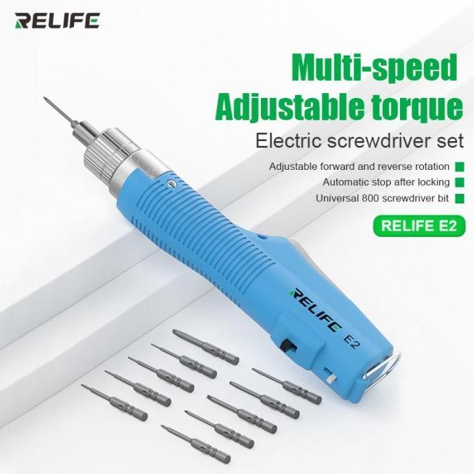 Obeng Set / Obeng Electric RELIFE E2 Electric Screwdriver Set With Multi-Speed Adjustable / Obeng Li