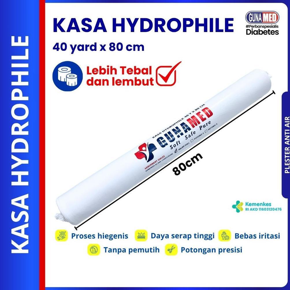 Gunamed Kasa Gulung/Kasa Hydrofil 40Y X 80Cm Potong 4/Potong 5/Kasa Panjang Full & 30X80 Utuh