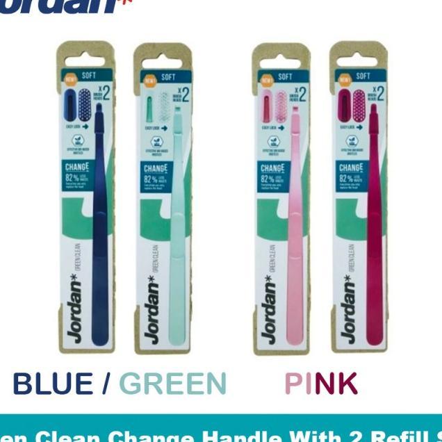 Jordan Sikat Gigi Dewasa Green Clean Change - Gagang + 2 Refill Soft