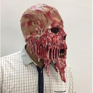 Topeng seram hantu zombie tengkorak daging meleleh latex halloween