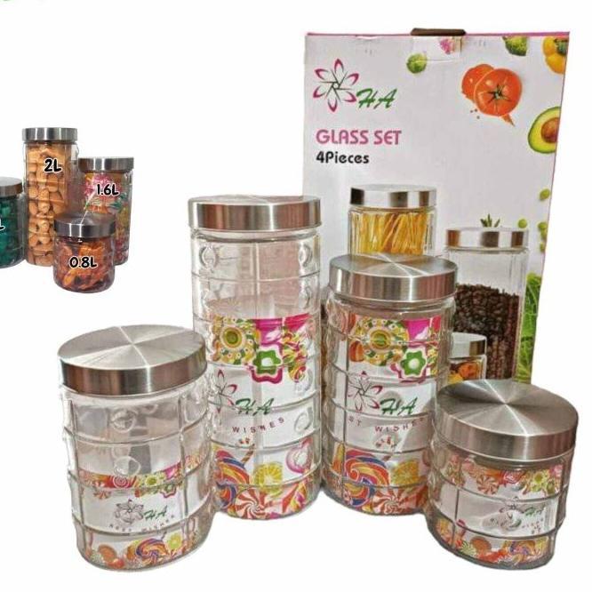 Toples Kaca Set/Toples Glass Set 4 Pc
