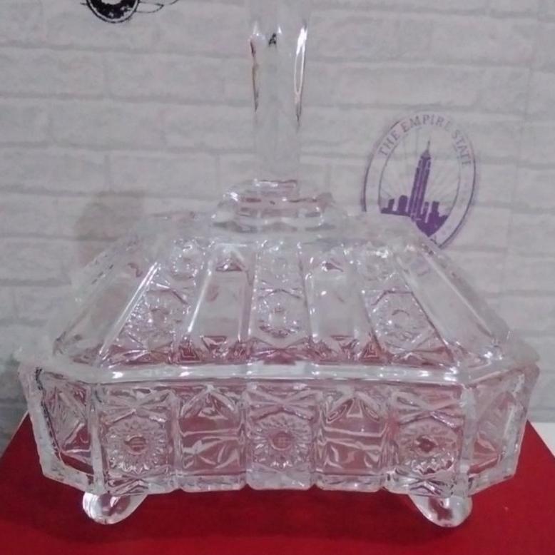 Capodimonte Toples Kaca Tempat Permen Kue Kering (Besar) Clear/Gold