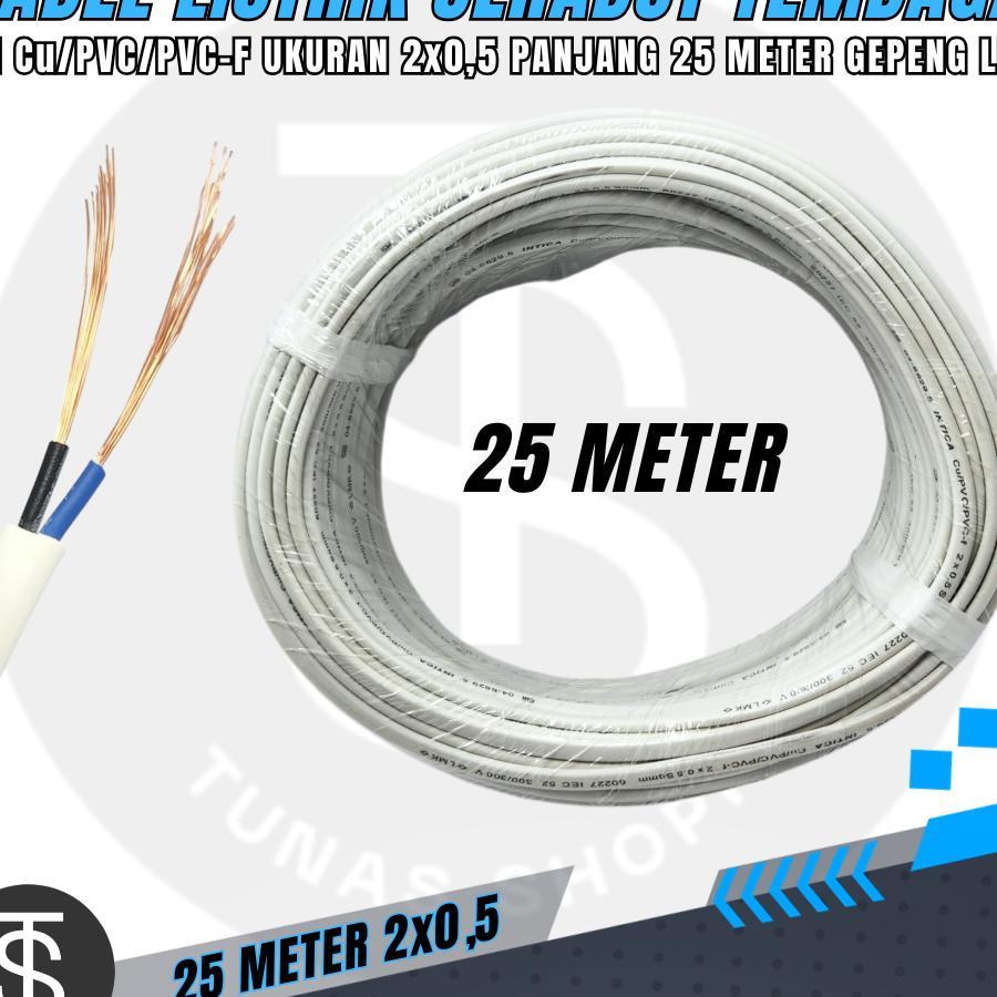 2X0.5 Kabel Gepeng Listrik Serabut / Kabel Listrik Serabut 25 Meter Tembaga Berkualitas / Kabel Sera
