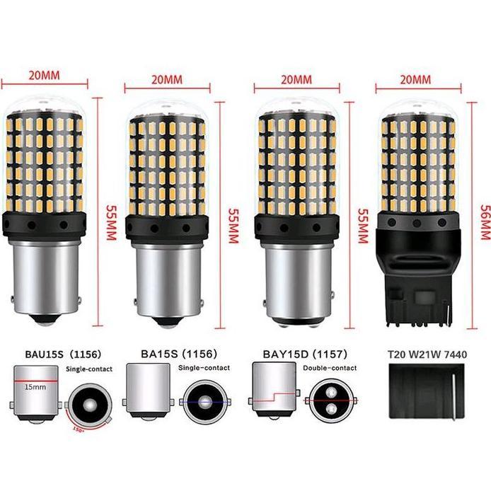 Lampu LED T20 7440 Lampu sein Mobil 144smd 3014