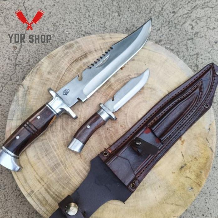 Pisau Outdoor Kemping Set Rambo Baja Super Tajam
