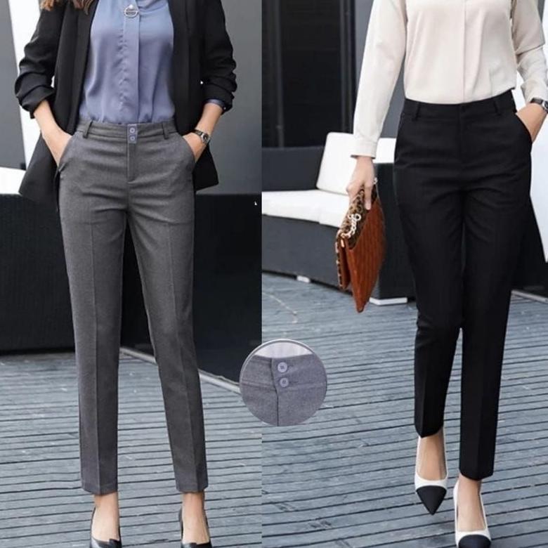 Premium Celana Kerja Kantor Bahan Kain Keper Premium Wanita Slimfit