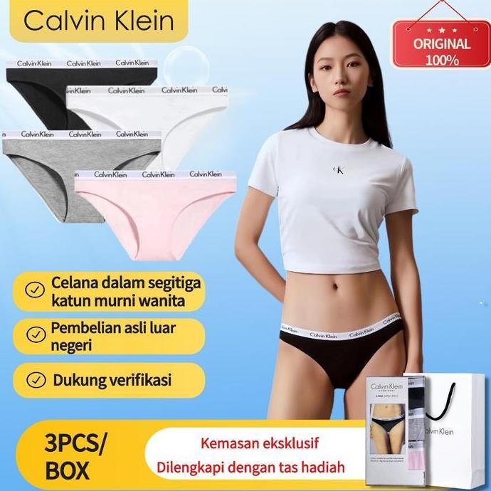 Calvin Klein Celana Dalam Wanita 100% Original Nyaman, Lembut & Desain Elegan Bahan Halus, Elastis &