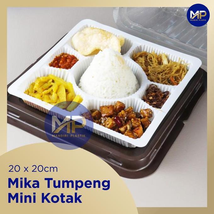 Mika Dalaman Dus 20x20cm / Mika Sekat Tumpeng Dus Nasi 20x20cm SEKAT 7 PUTIH SUSU -50pcs