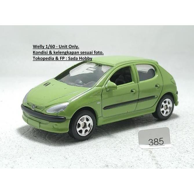 DIECAST WELLY 1/64 PEUGEOT 206 HIJAU UNIT ONLY CADATOYS