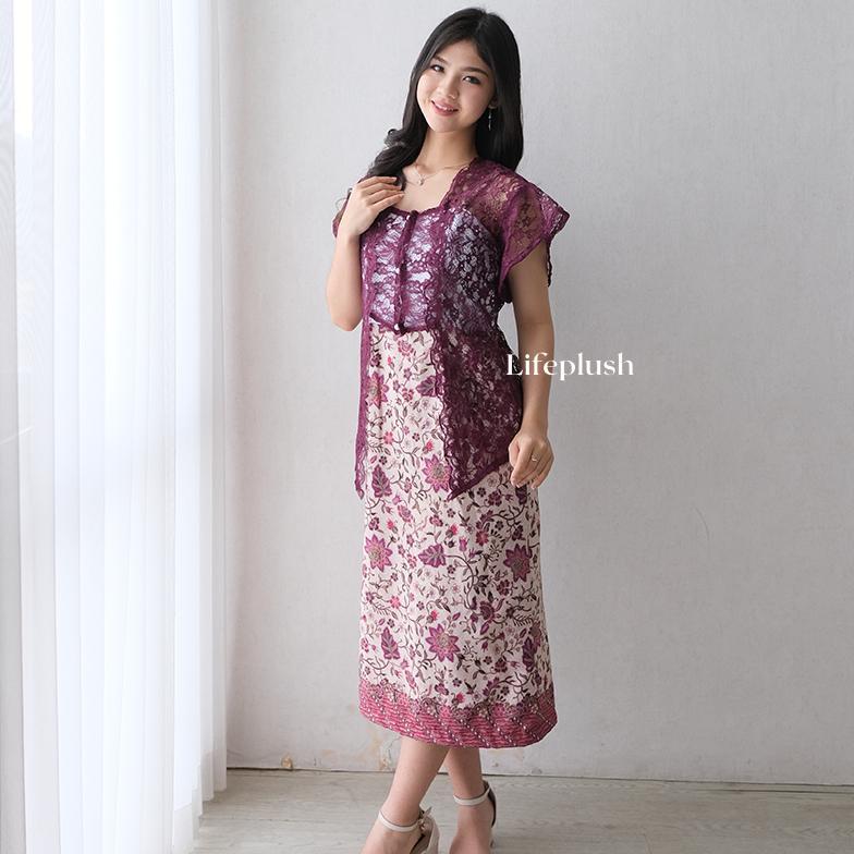 Murah  Dress Batik Modern Couple Organza Bordir Mewah Wanita Pesta Kondangan Cantik- Lifeplush Gita