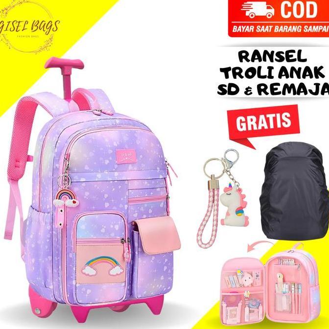 Tas ransel troli anak sd tas troli anak cewek ransel troli import
