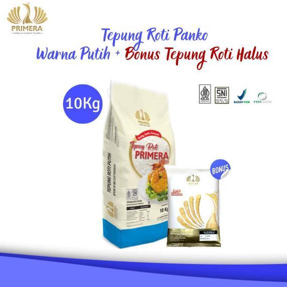 Farina- Primera - Tepung Roti Panko Rna White/Putih 10Kg + Bonus Tepung Roti Halus 500G