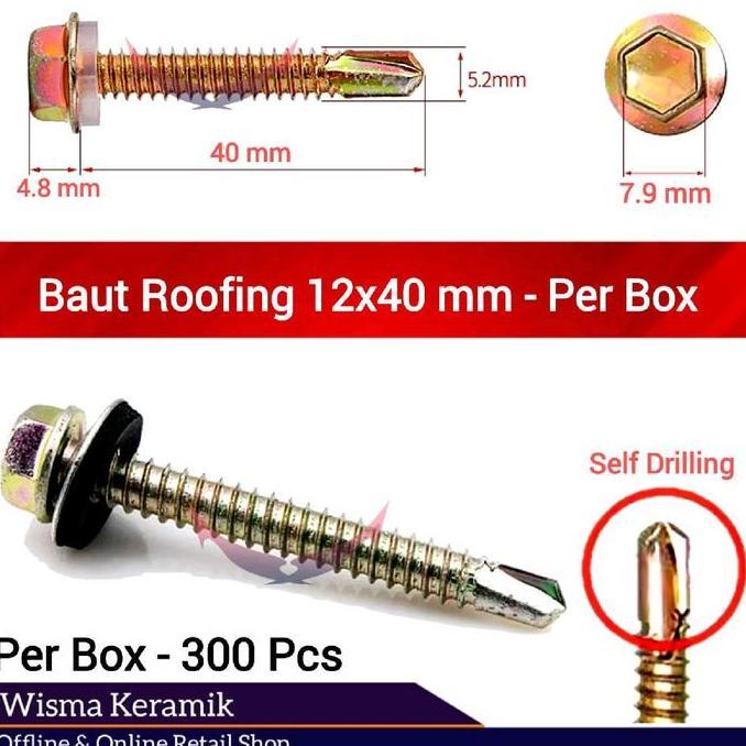 Baut roofing 12 per box/baut roofing 12x70 cm, 12x40 cm, per kotak/baut baja ringan