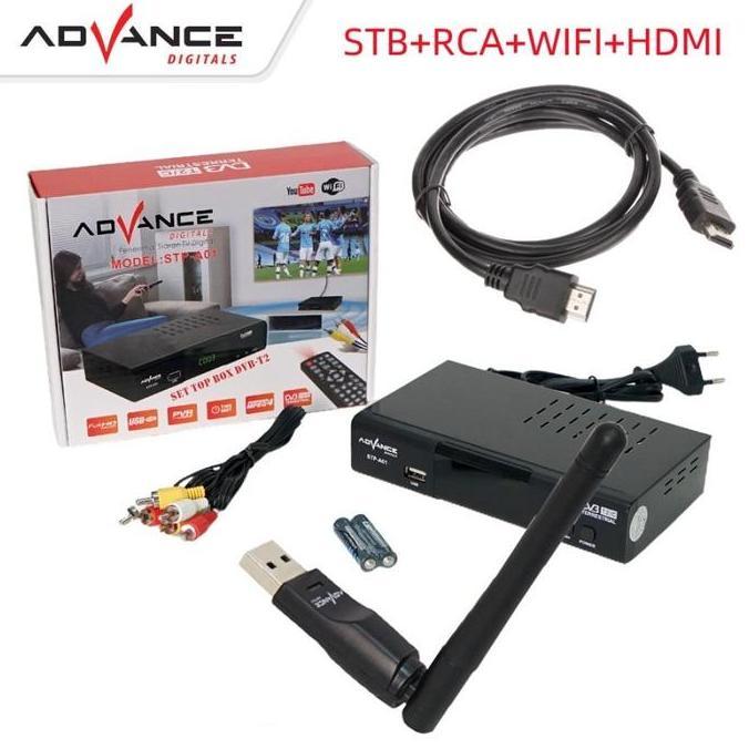 Paket Advance STB Set Top Box TV Digital Receiver DONGLE DAN HDMI RCA HDMI