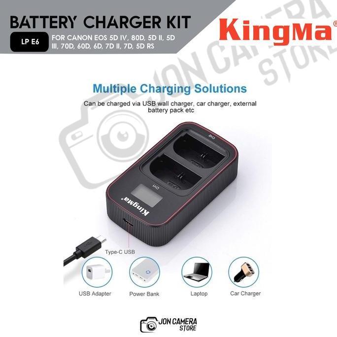 Kingma LP E6 Dual Battery Charger Kit LP-E6 Canon Battery