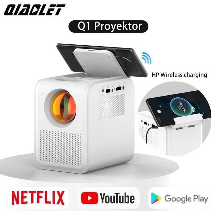 Qiaolet Proyektor Hp Q1 250 Ansi Resolusi Asli 1080P Full Hd Android 11.0 Smart Proyektor