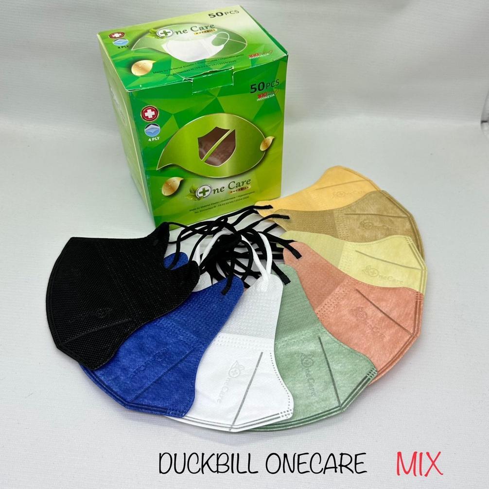 Masker DUCKBILL OneCare BOX isi 50pcs earloop face mask premium 4ply NeCare - TLSA