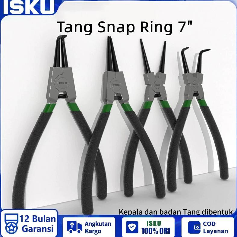ISKU Tang Ring Snap 7inch Snap Ring Pliers 1/4 pcs Tang Snap Ring Perkakas-Tang Tang Circlip Pliers